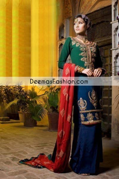 Blue Bottle Green Bridal Wear Sharara