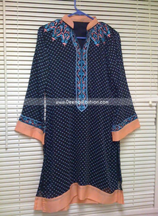 Pakistani Stylish Royal Blue A Line Kurta Shirt