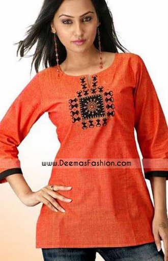 Latest-Ladies-Dark-Orange-Kurti-Dress