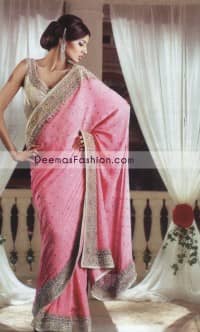 Latest-Pakistani-Bridal-Dress-Pink-Embroidered-Sari