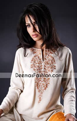 Pakistani-Designer-Clothes-White-Embroidered-Kurta
