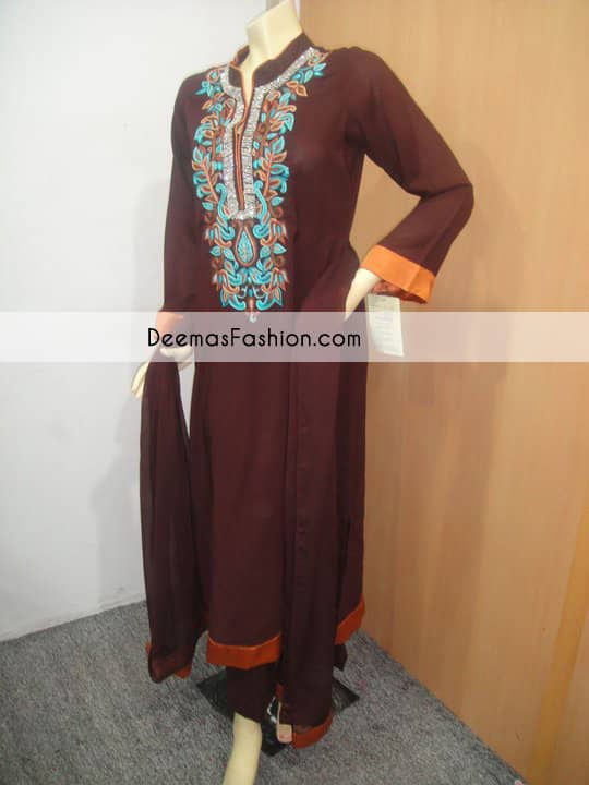 Dark Brown Casual Wear Aline Dress