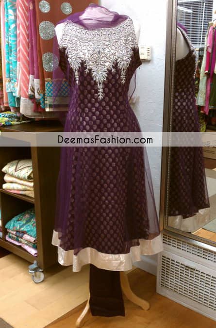 Dark Purple Anarkali Party Wear Pishwas Frock