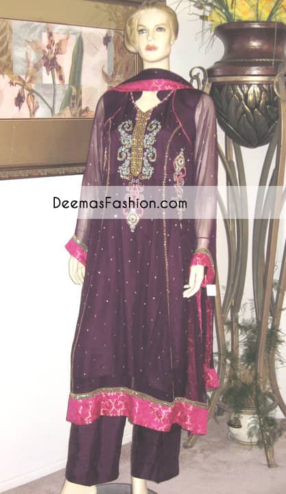 Dark Purple Party Wear Formal Shirt Trouser