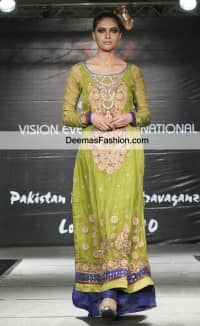 Latest Bridal Mehndi Wear Mehendi Green Royal Blue Party Dress