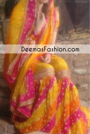 Multi Color Bridal Mehndi Wear Gharara