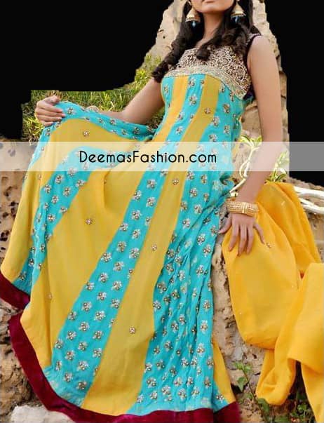 Multi Panel Bridal Wear Anarkali Pishwas